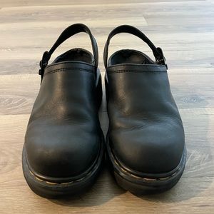 Dr Marten Mule Clog. Black Leather. Size UK 5.